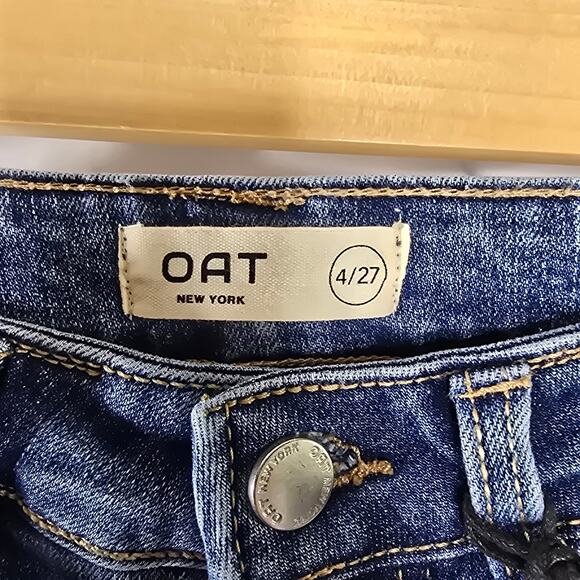 Oat New York Mid Rise Straight Ankle Blue Denim Jeans Size 4/27 NWT - Picture 5 of 7